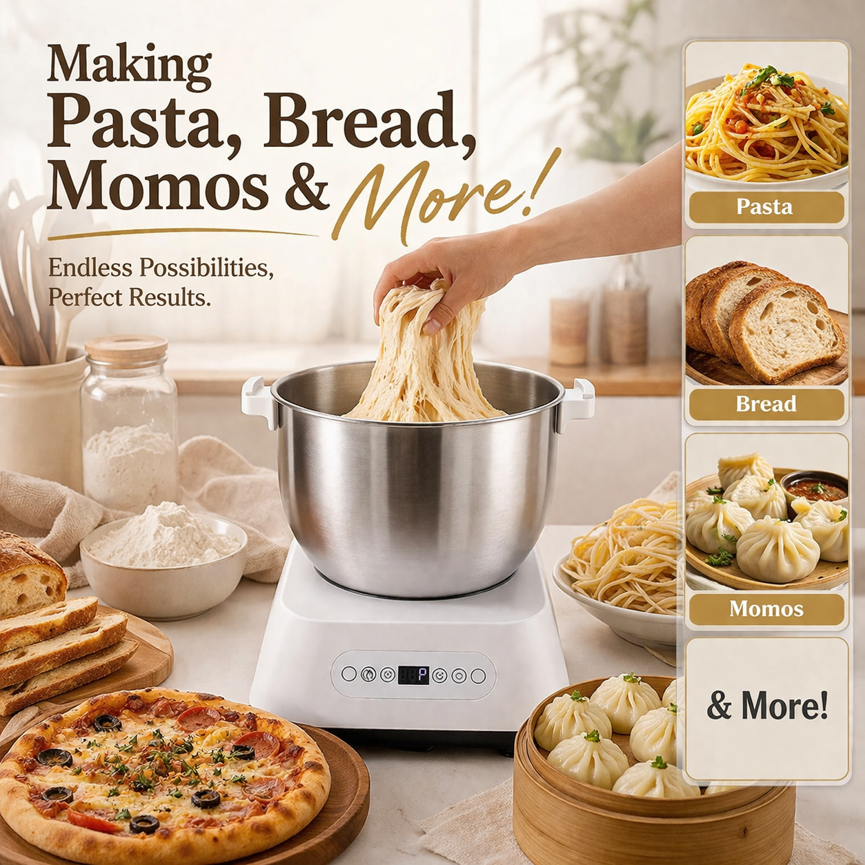 Stainless Steel Electric Dough Maker- 5L