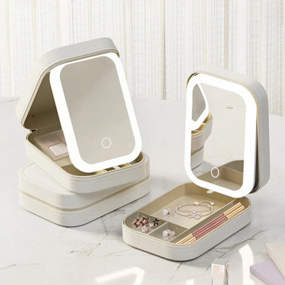 LED Brightening Organizer Box with Mirror & Light