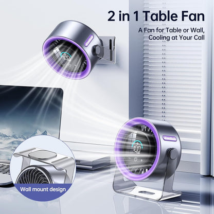 Mini Rechargeable Desk Fan with Touchscreen
