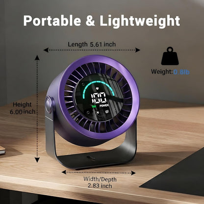 Mini Rechargeable Desk Fan with Touchscreen