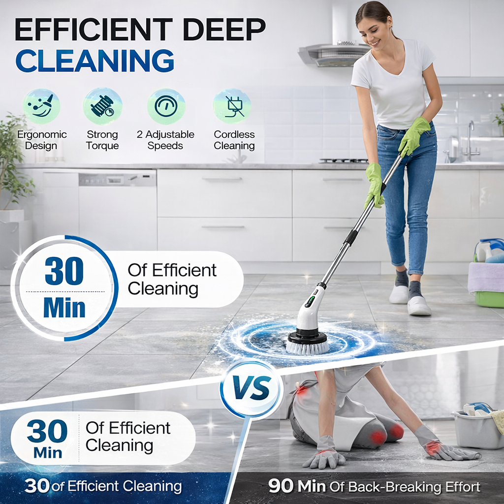 9 in 1 Cordless Electric Spin Scrubber