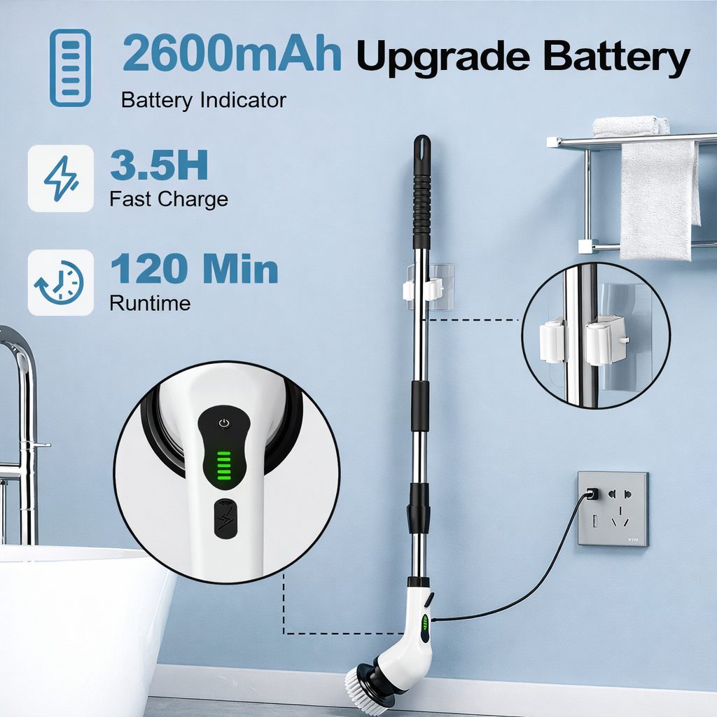 9 in 1 Cordless Electric Spin Scrubber