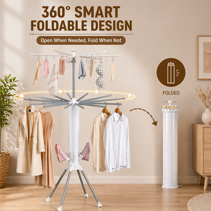 4-Layer Foldable 360° Rotating Laundry Drying Rack