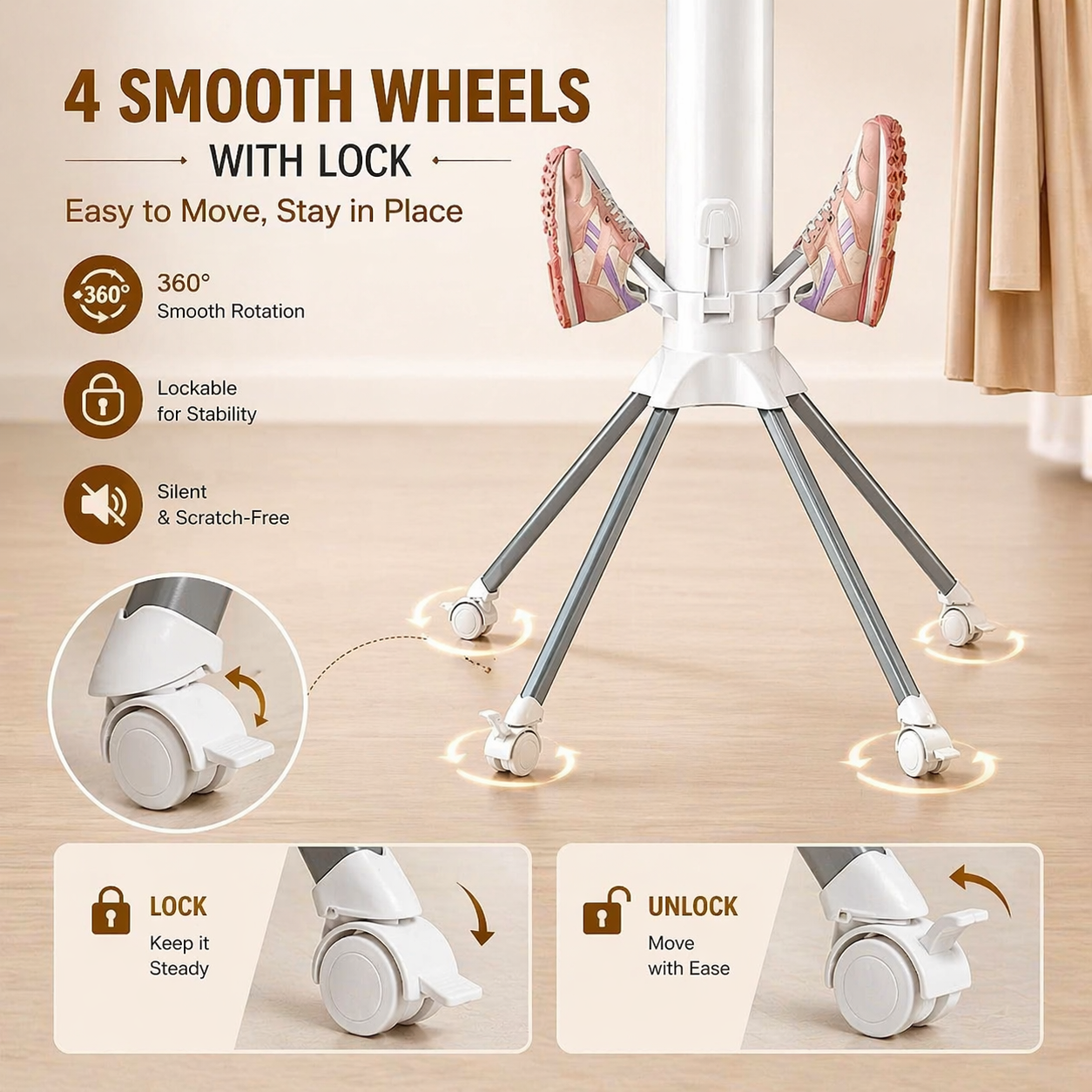 4-Layer Foldable 360° Rotating Laundry Drying Rack