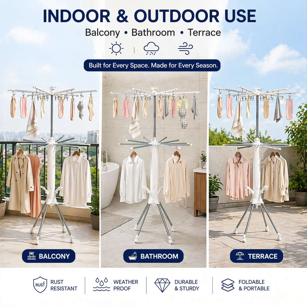 4-Layer Foldable 360° Rotating Laundry Drying Rack