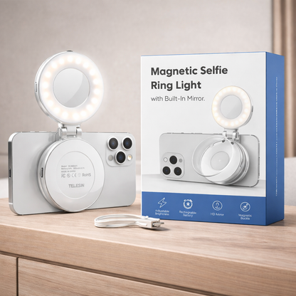 Built-In Mirror Magnetic Selfie Ring Light