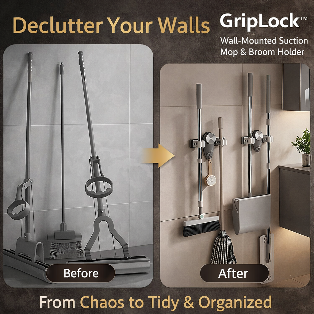 Drill-Free Wall-Mount Mop & Broom Holder