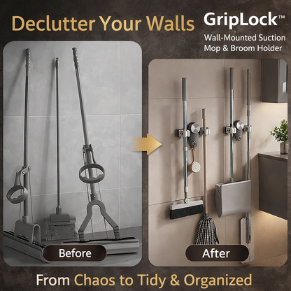 Drill-Free Wall-Mount Mop & Broom Holder