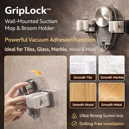Drill-Free Wall-Mount Mop & Broom Holder