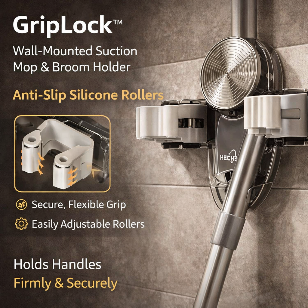 Drill-Free Wall-Mount Mop & Broom Holder