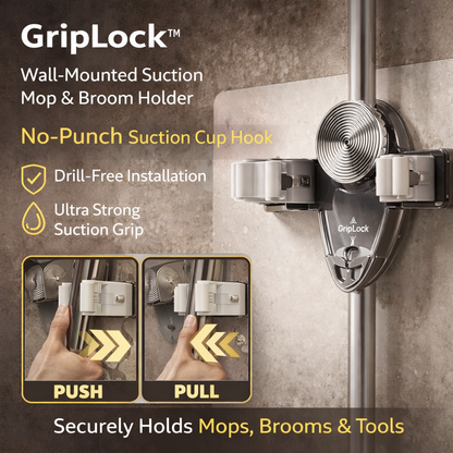 Drill-Free Wall-Mount Mop & Broom Holder