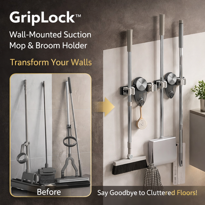 Drill-Free Wall-Mount Mop & Broom Holder