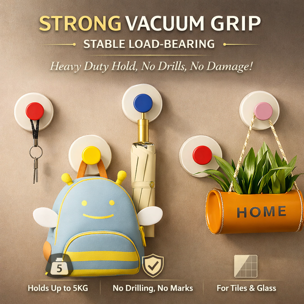 Vacuum Suction Wall Hooks (Pack Of 4)