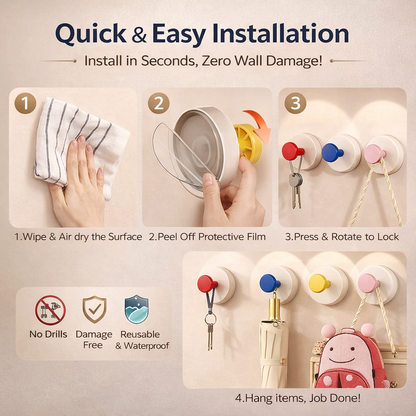 Vacuum Suction Wall Hooks (Pack Of 4)