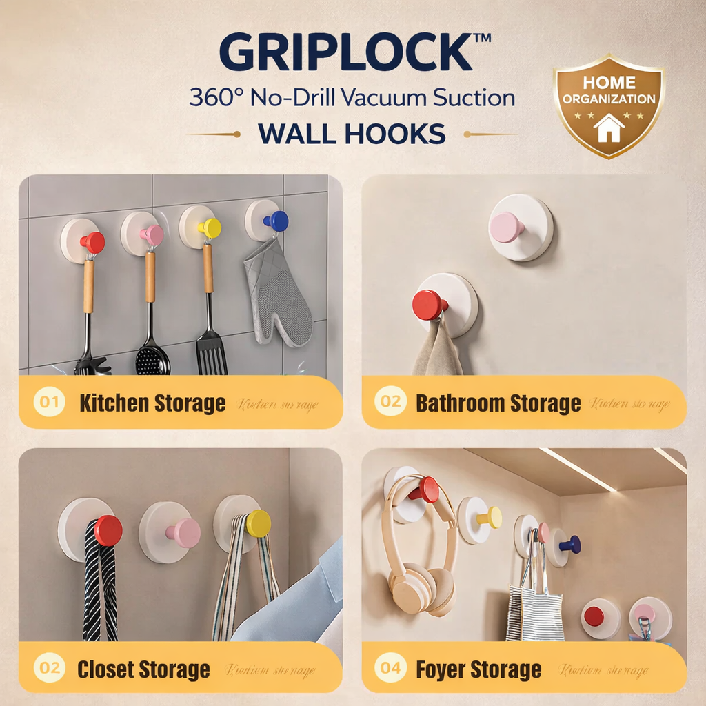 Vacuum Suction Wall Hooks (Pack Of 4)