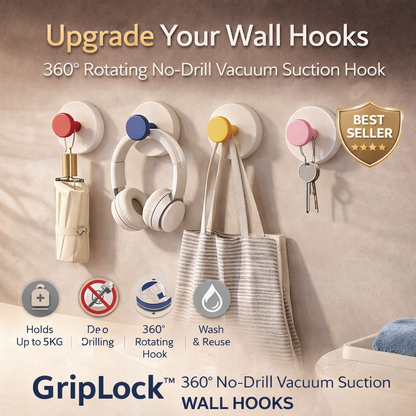 Vacuum Suction Wall Hooks (Pack Of 4)
