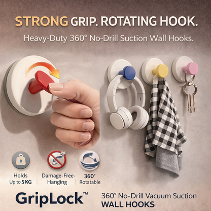 Vacuum Suction Wall Hooks (Pack Of 4)
