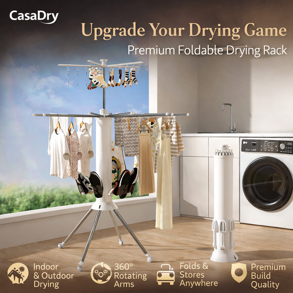 4-Layer Foldable 360° Rotating Laundry Drying Rack