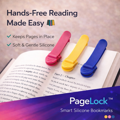 PageLock™ Smart Silicone Bookmarks (Pack of 3)