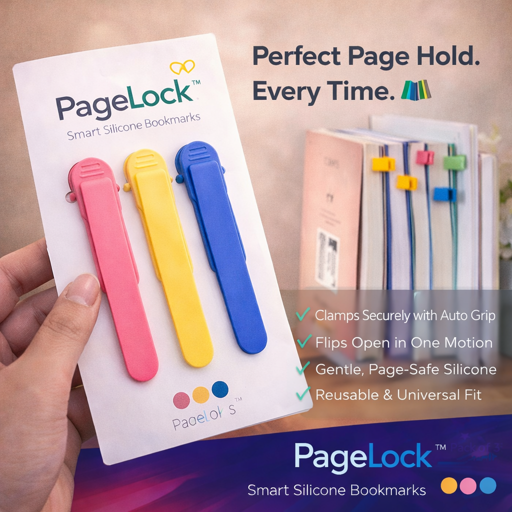 PageLock™ Smart Silicone Bookmarks (Pack of 3)