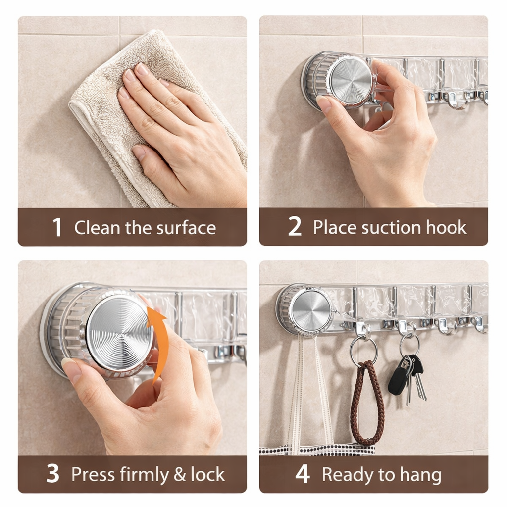 Wall-Mounted Suction Hook Rack