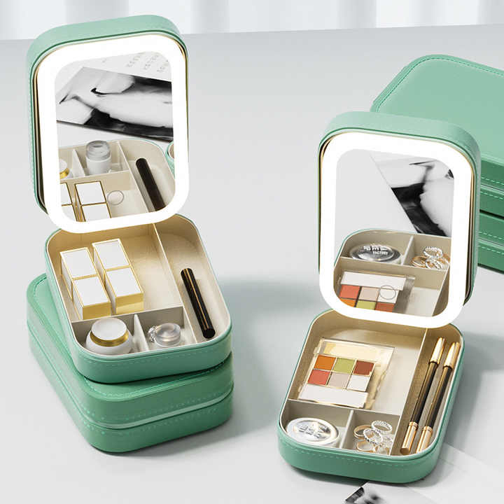 LED Brightening Organizer Box with Mirror & Light