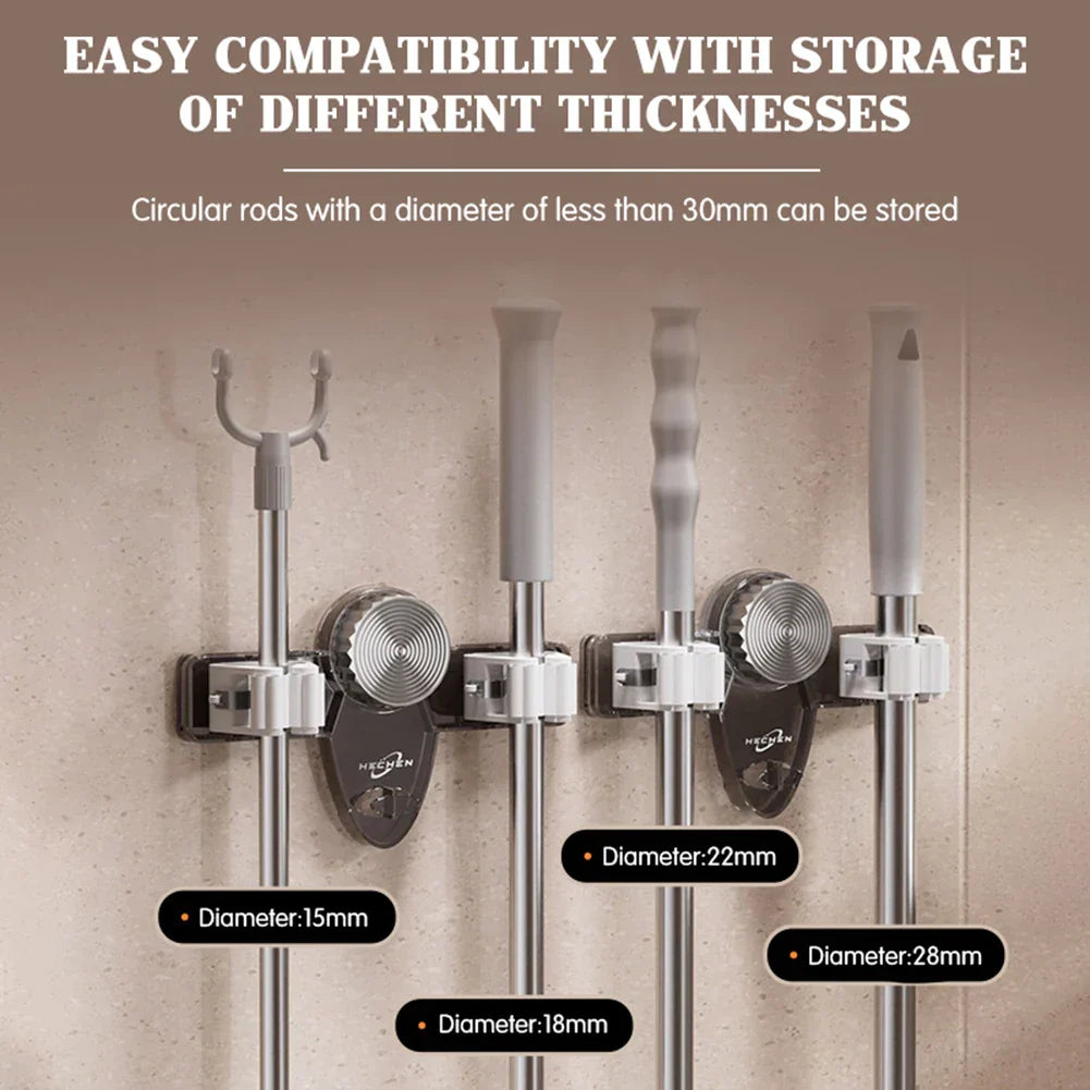 Drill-Free Wall-Mount Mop & Broom Holder