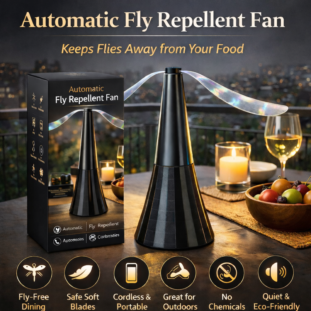 Automatic Portable Food-Safe Fly Repellent Fan