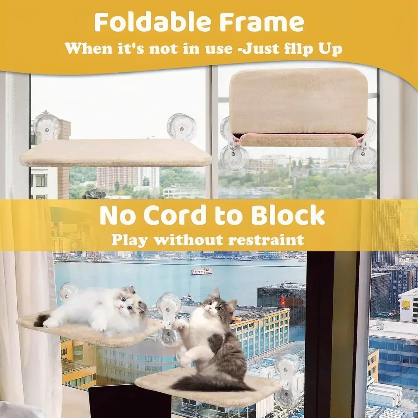 Foldable Cat Window Padded Perch