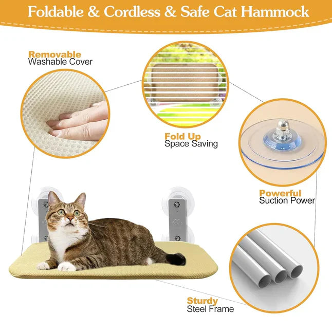 Foldable Cat Window Padded Perch