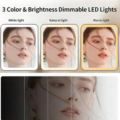 TriFold LED Makeup Mirror with 10X Magnification