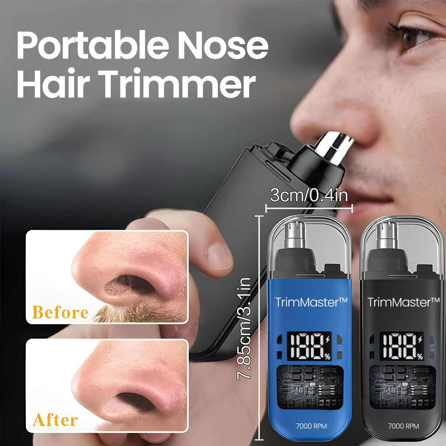 EasyTrim - Compact Ear & Nose Hair Trimmer with USB Cable | For Men & Women